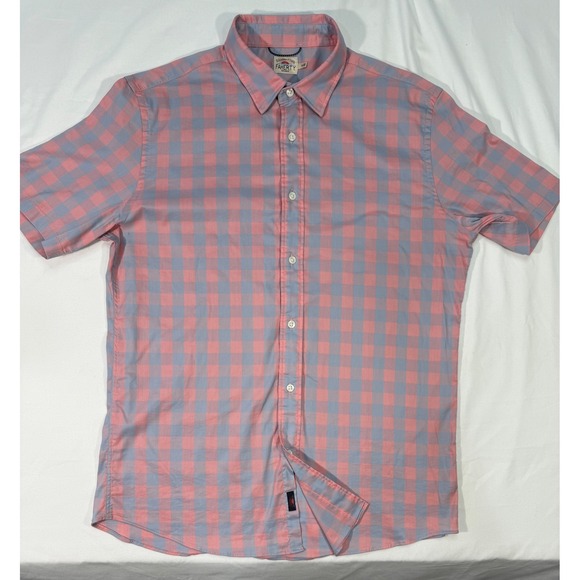 Faherty Other - Faherty Brand Mens Short Sleeve Gingham Button Down Shirt Pink Blue Size M